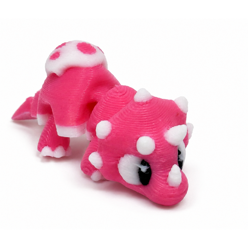 Triceratops — Pink & White Articulated Fidget Toy